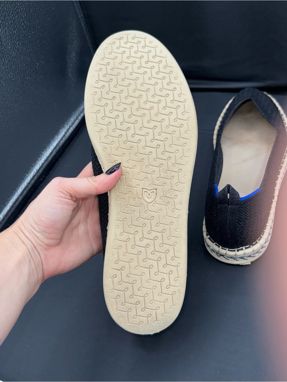 Rothy's The Espadrille Black Knit Platform Slip On Flats Women's Size 11 - Picture 8 of 9